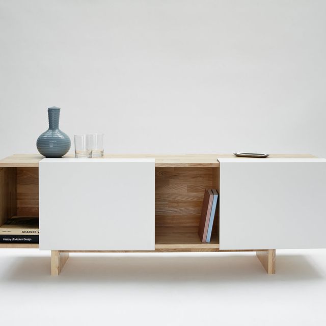 3X Shelf with Base- Ash, White Panels
