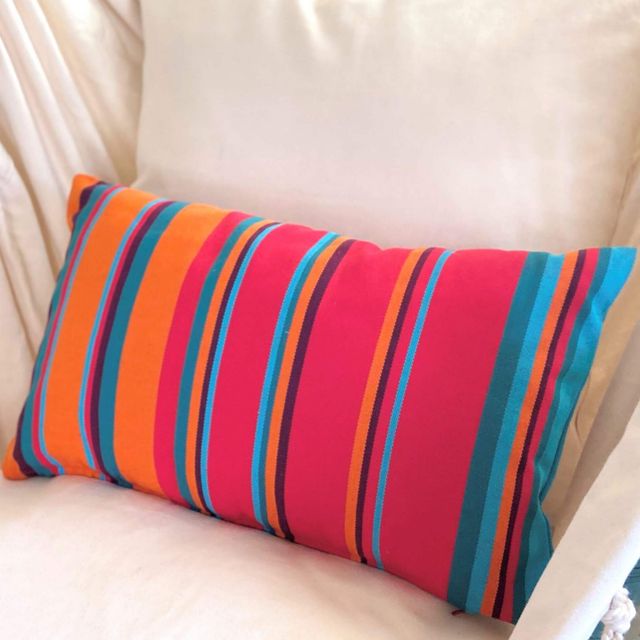 Eclectic Red Orange Striped Throw Pillow | TANGERINE