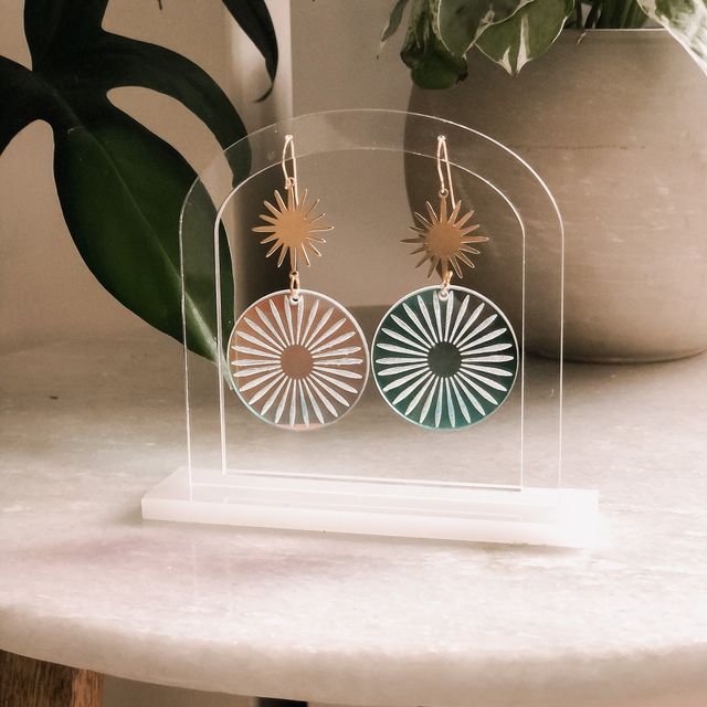 Sunshine Round Engraved Dangly Earrings