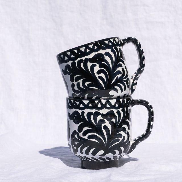 Mug with hand painted designs