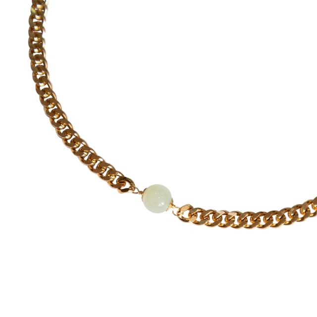Charlotte — Green jade gold chain necklace