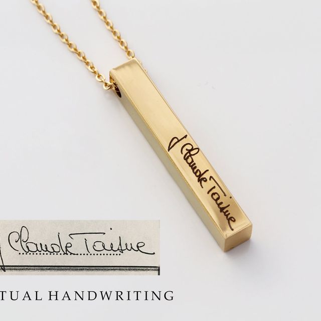 4 Sided Handwriting Bar Necklace