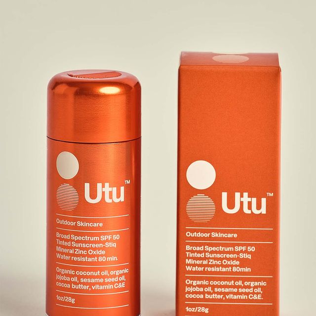 Utu Moisturizing Sunscreen Stick Clean Mineral SPF50 Organic Jojoba Oil Sesame Seed Oil Lightly Tinted Water Resistant Unscented