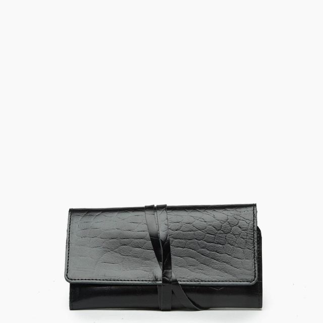 Mesale Croc Print Leather Wrap Wallet