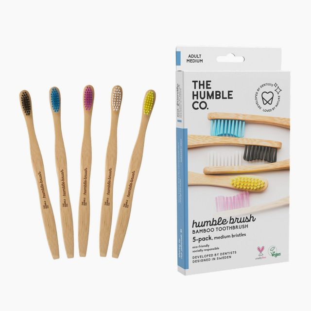 Family Pack - Bamboo toothbrush Flat Curved Adult – Medium - 5-pack
