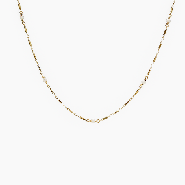 Posh 2 in 1 Necklace + Bracelet - White Pearl