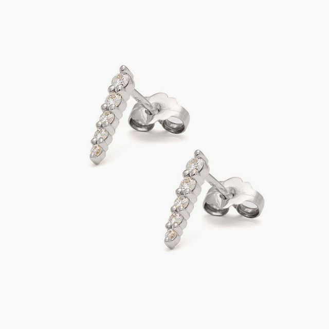 Pavé Pointe Stud Earring (Medium) - 14k Gold & White Diamonds