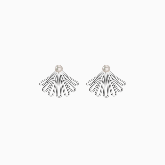 Deco Fan Pearl Earrings