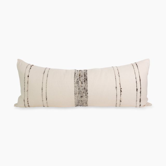Bogota Lumbar Pillow - Ivory with Grey Stripes