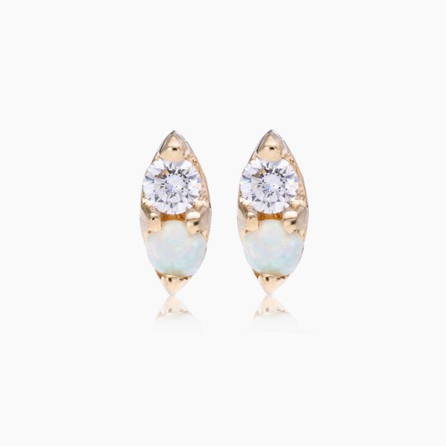 Opal and Diamond Marquis Studs