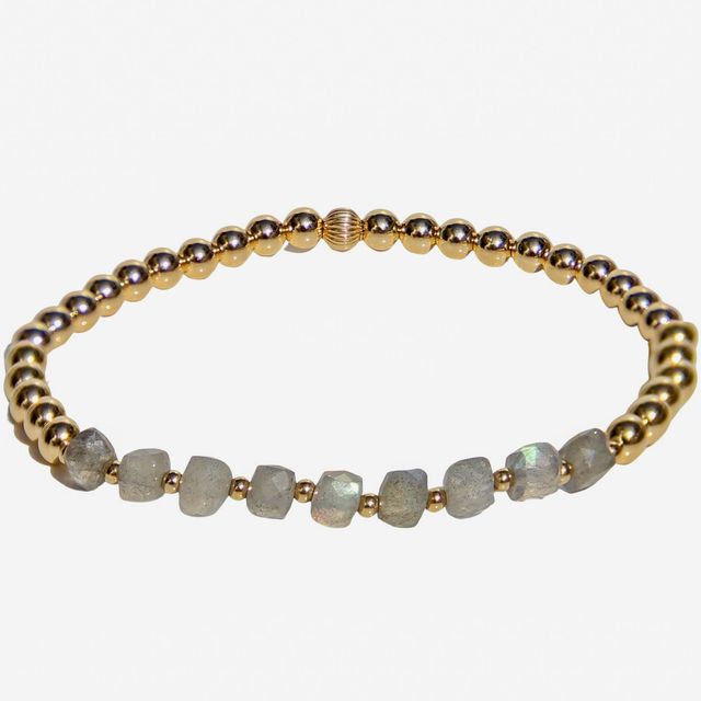 Gold Beaded Bracelet | Labradorite