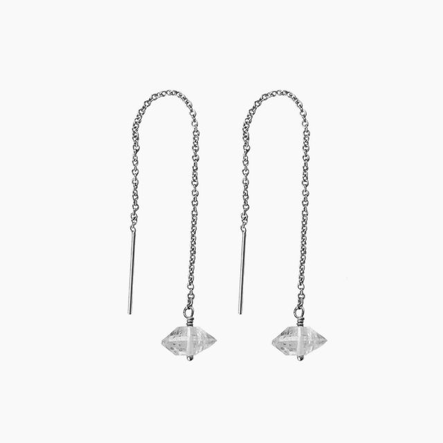 Herkimer Diamond Threader Earrings | Sterling