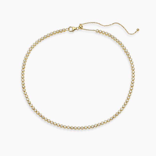 Multiway Diamond Tennis Choker Necklace + Double Wrap Bracelet, (2.53 ct.) Buttercup Setting in 14K Gold