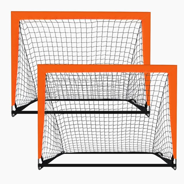 2 Pack 4’ x 3’ Size Portable Kid Soccer Goals for Backyard, Indoor and Outdoor Pop Up Soccer Goals, Orange