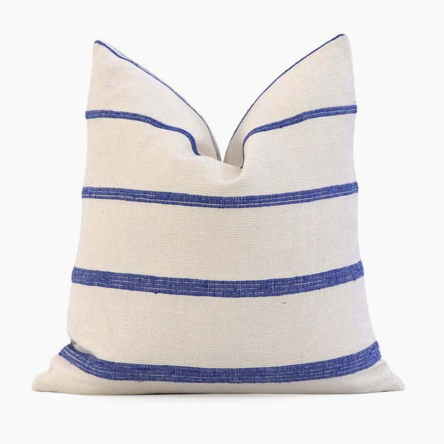 Cambaya Blue Stripe Handwoven Pillow Cover