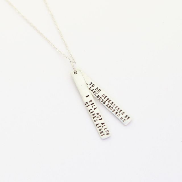 "I will not allow my life's light to be determined by the darkness around me" - Sojourner Truth quote necklace