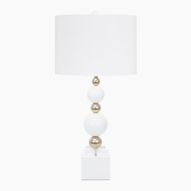 White and Silver Sheridan Table Lamp - with 14x14x10 White Classic Linen Shade