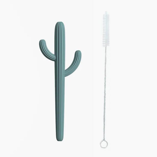 Blue Cactus Teether & Straw