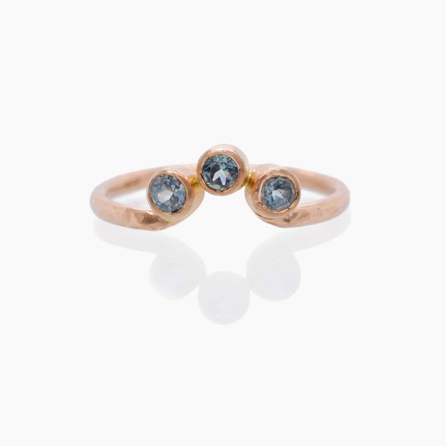 Blue Sapphire Contour Stacking Ring in Rose Gold