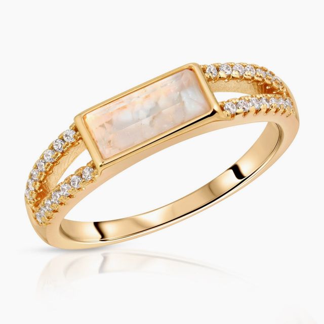 Gemstone Baguette Ring- Mother of Pearl