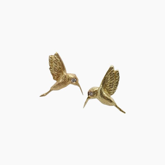 18k Gold Hummingbird Stud Earrings