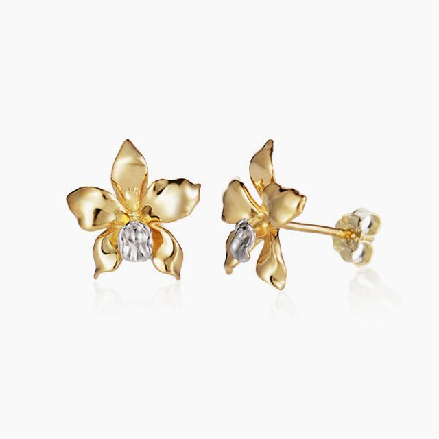 Orchid Earrings in 14k Yellow Gold