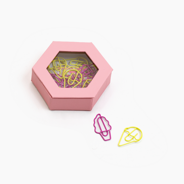 HEXAGON PAPERCLIP BOX SETS--French Bulldog/Ice cream/Fruits/Coffee time)Four Options