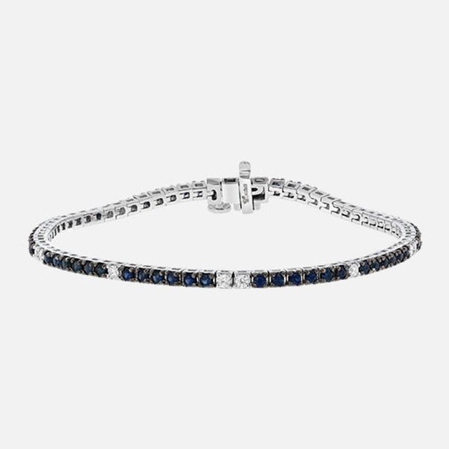 The Blue Sapphire and White Diamond Tennis Bracelet