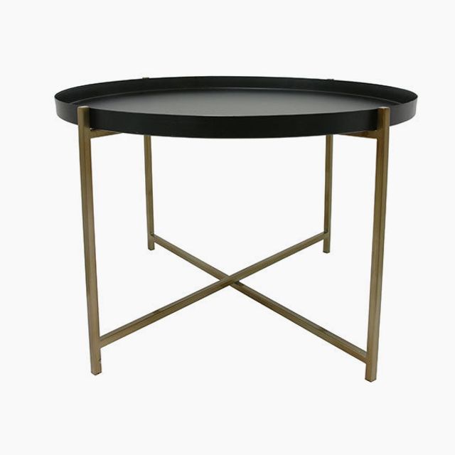 Coffee table - black and brass