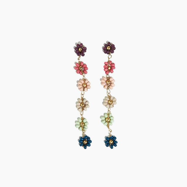 Amanda Multi Color Flower Beaded Dangle Earrings Port