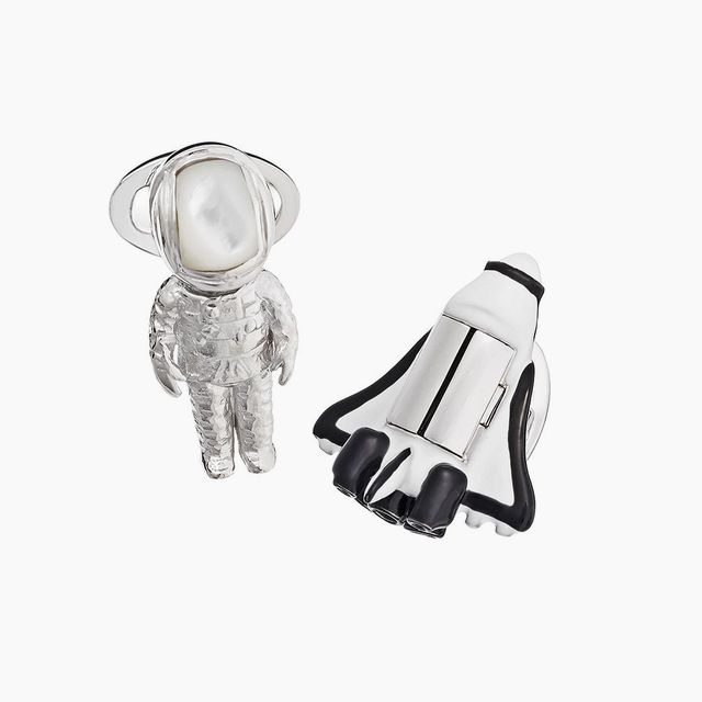 Shuttle & Astronaut Bobble Head Sterling Silver & Gemstone Cufflinks | Jan Leslie