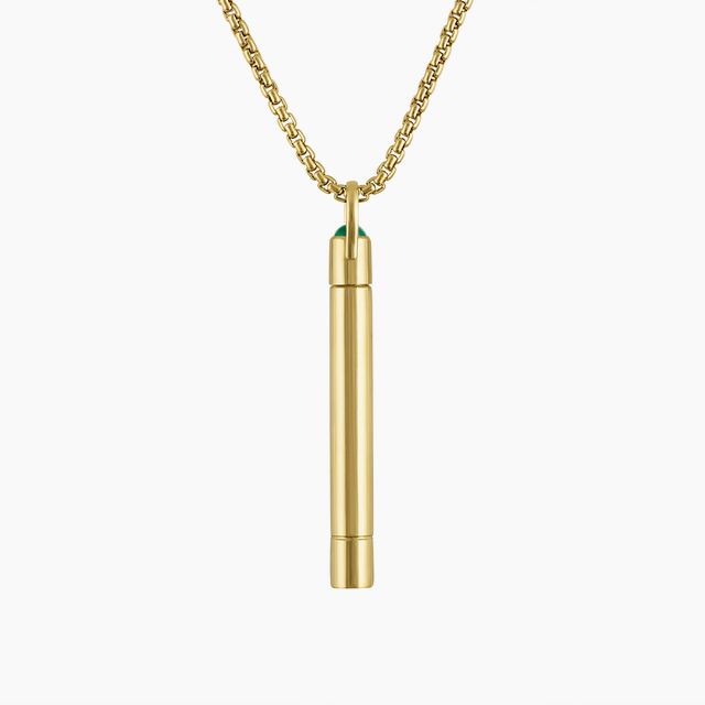 Stash Pendant 18k Yellow Gold with Cabochon Emerald