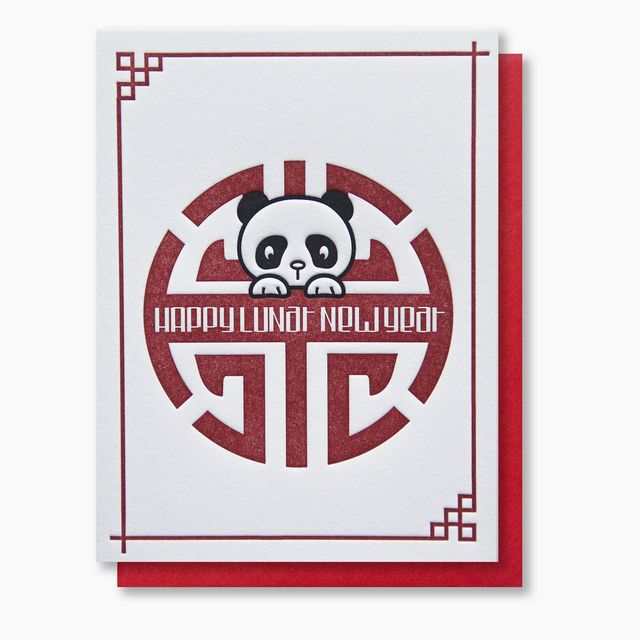 Panda Lunar Chinese Vietnamese New Year Letterpress Card | kiss and punch