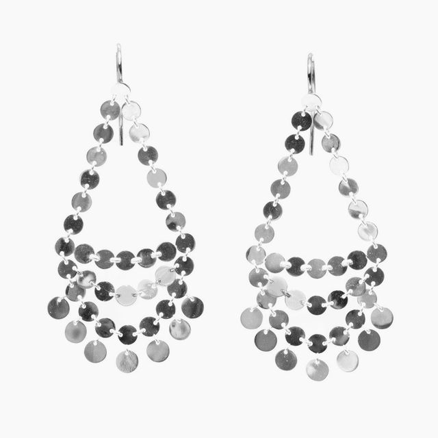 White Gold Dancing Sequins Earrings