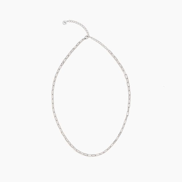 Paperclip Chain Necklace, White Rhodium over Sterling Silver