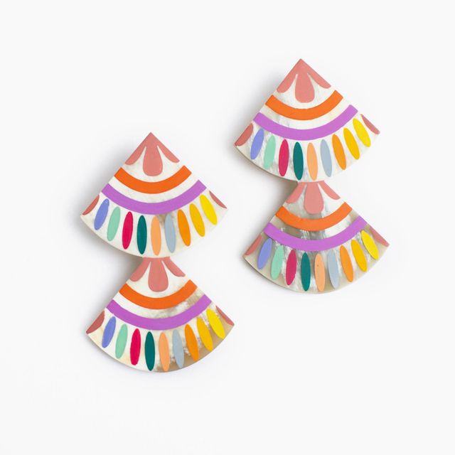 Rainbow Double Tile Earrings
