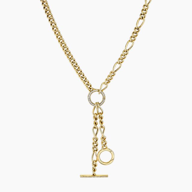 Toggle Chain Necklace with Charm Enhancers - White Diamond / 14k Yellow Gold