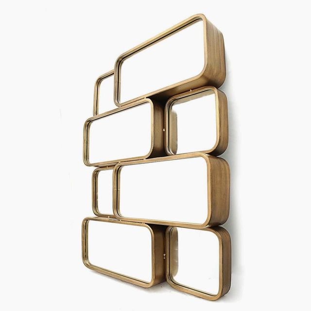 Hudson Rectangle Gold Metal Frame Decorative Wall Mirror