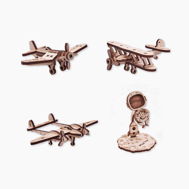 Set of Mini 3D Puzzles №1 Planes and Astronaut