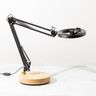 Black Canvas Lamp with Wooden Base