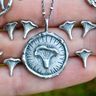 Silver Mushroom Medallion - Hand Carved Chanterelle and Twig Pendant
