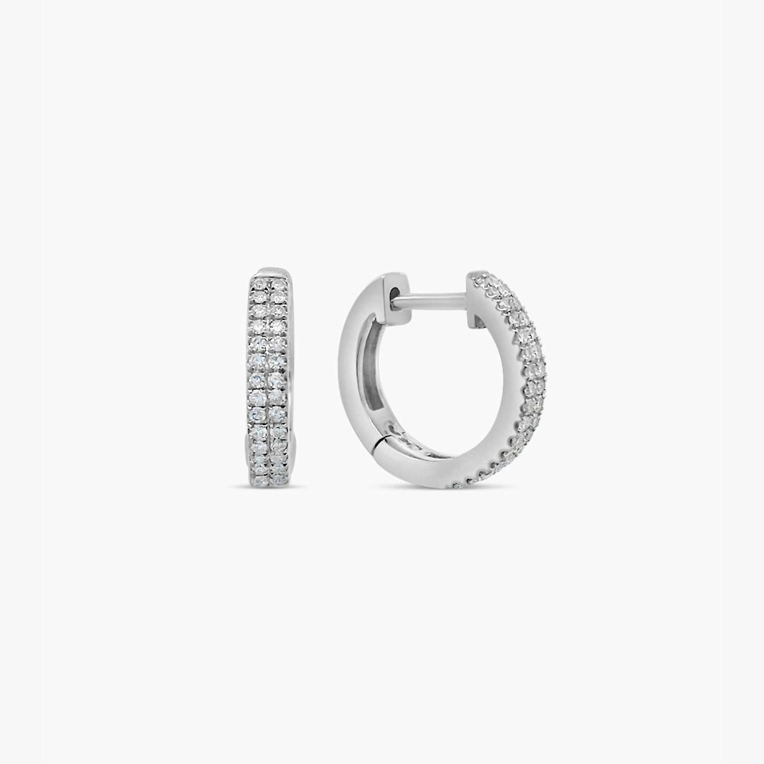 Diamond 2 Row Huggie Earring