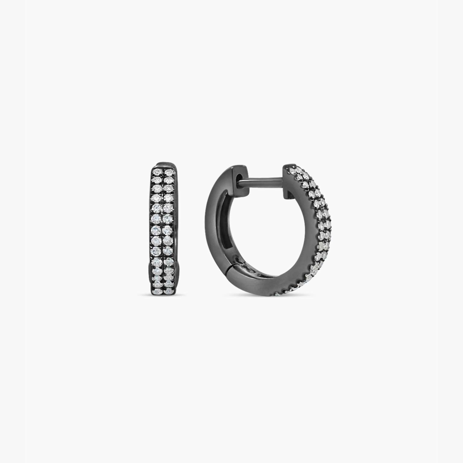 Diamond 2 Row Huggie Earring