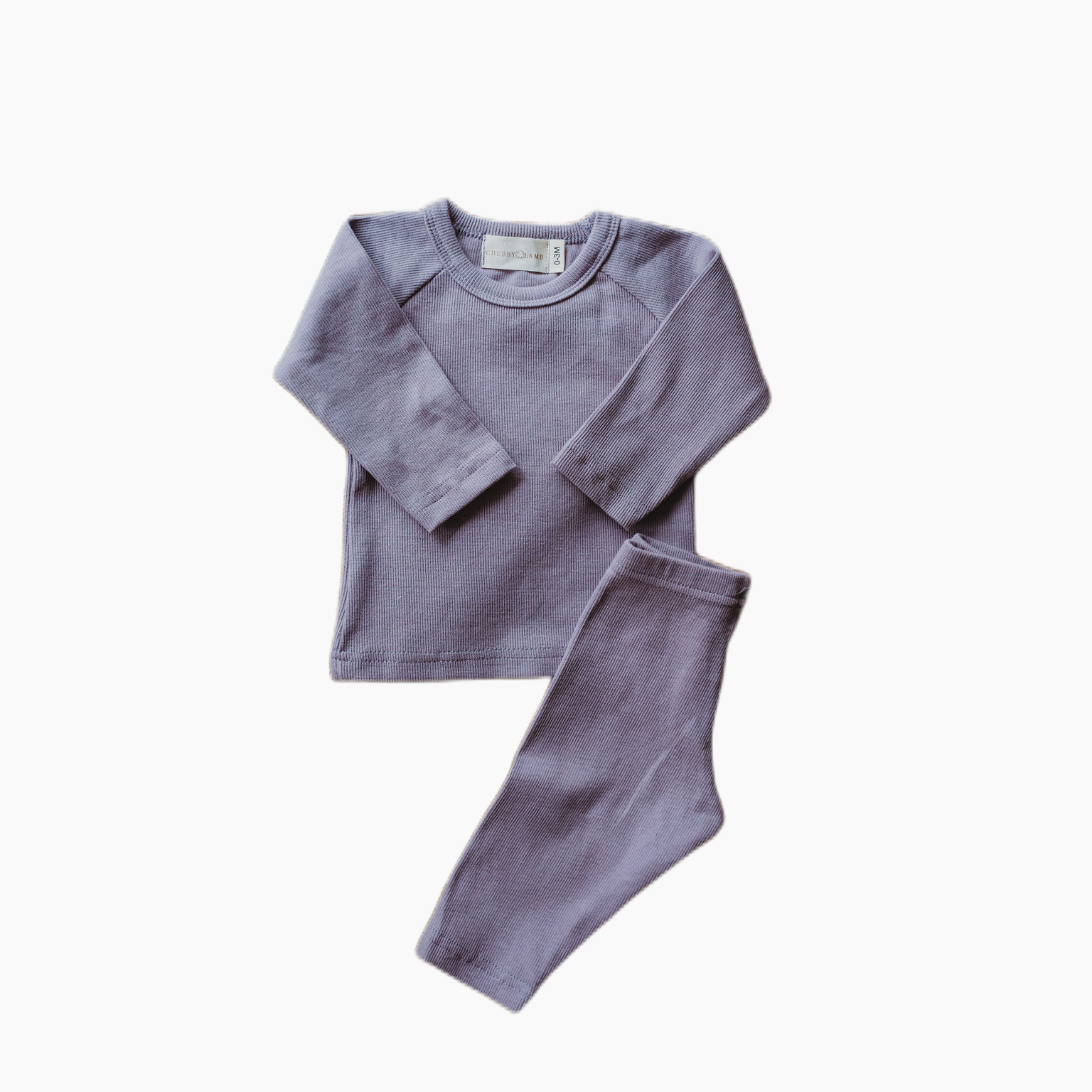 Organic cotton ribbed knit set in "Lilac"