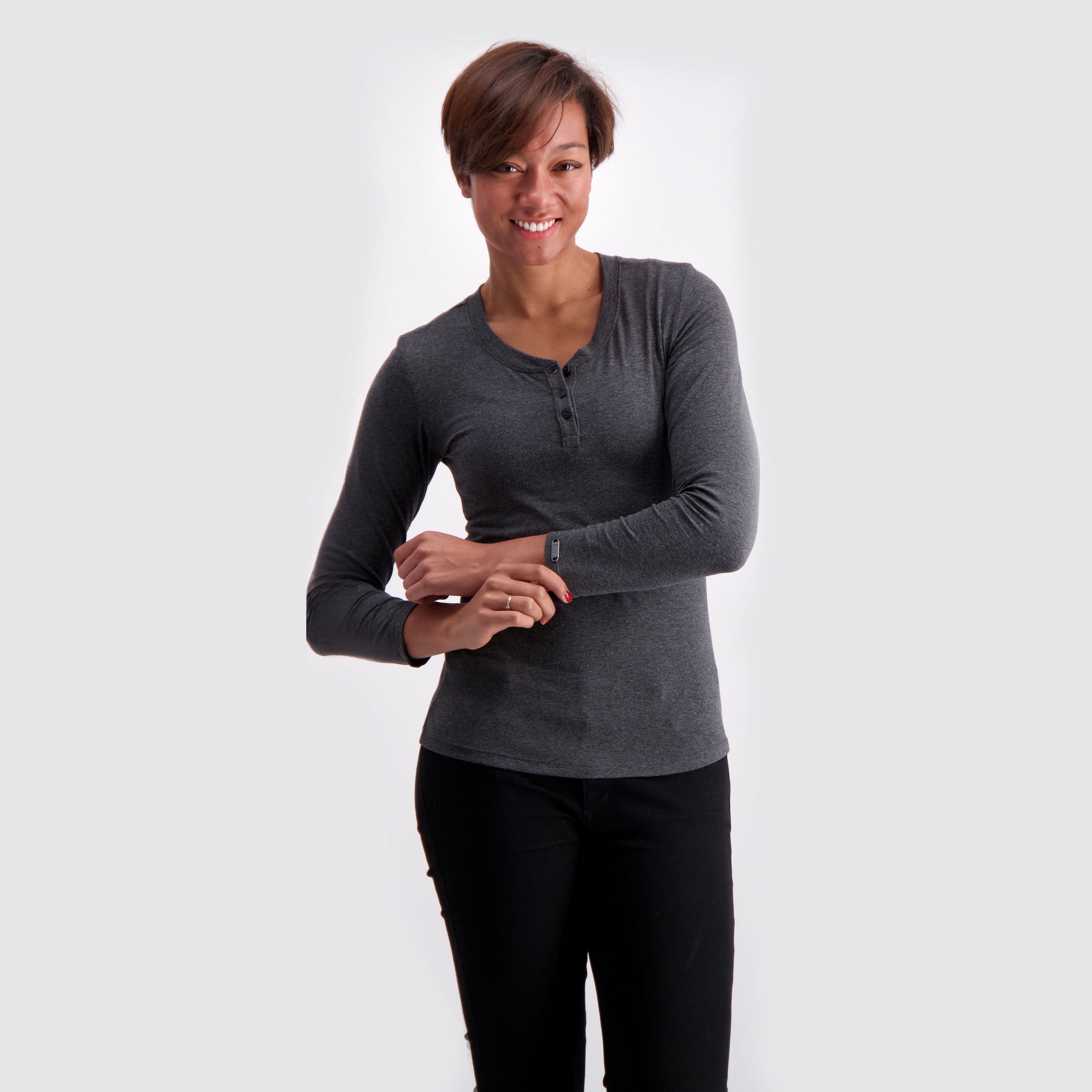 Ribbed Crew Neck Long Sleeve (with a thumbhole) – HALFTEE Layering