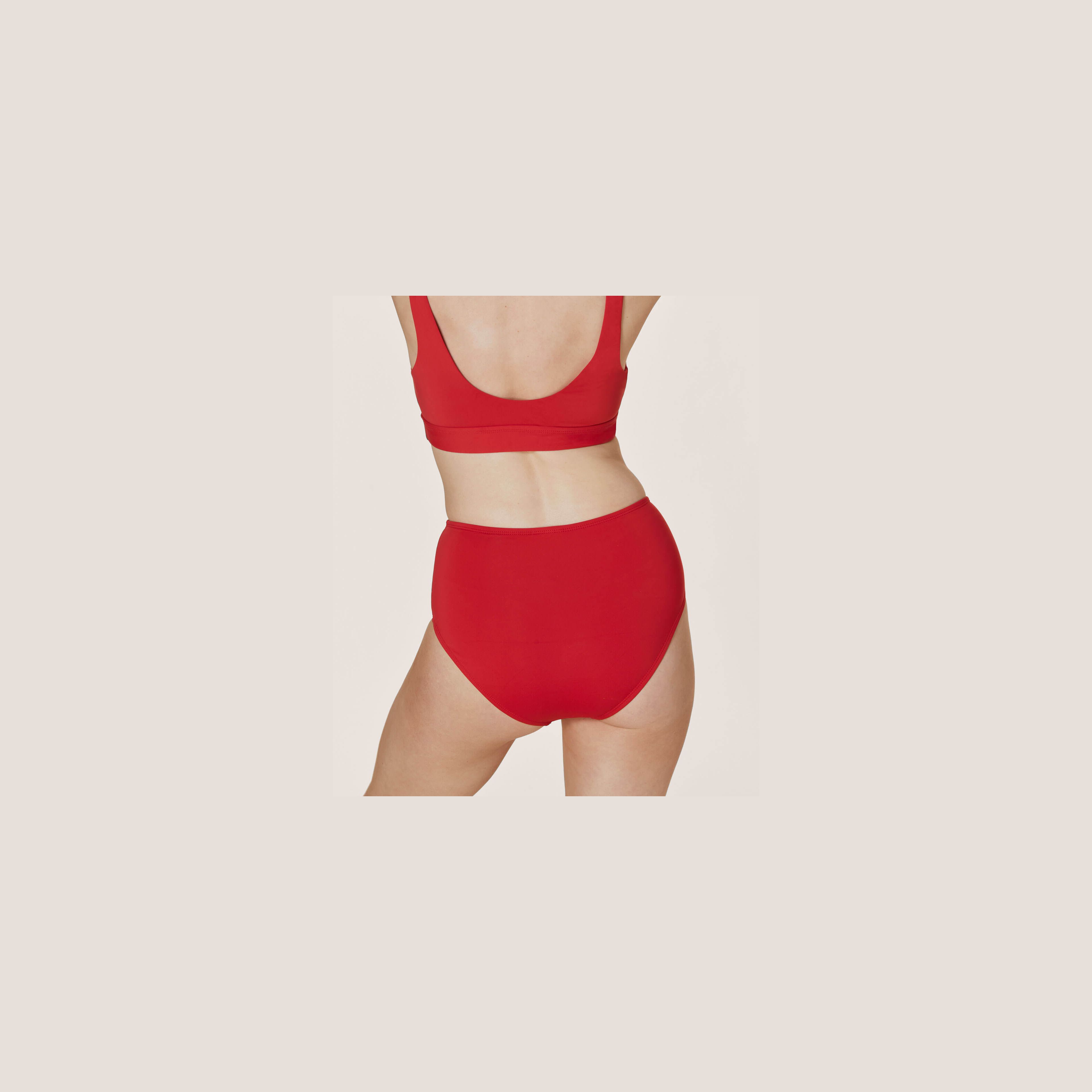 The High - Waisted - Bottom - Flat - Cherry Red