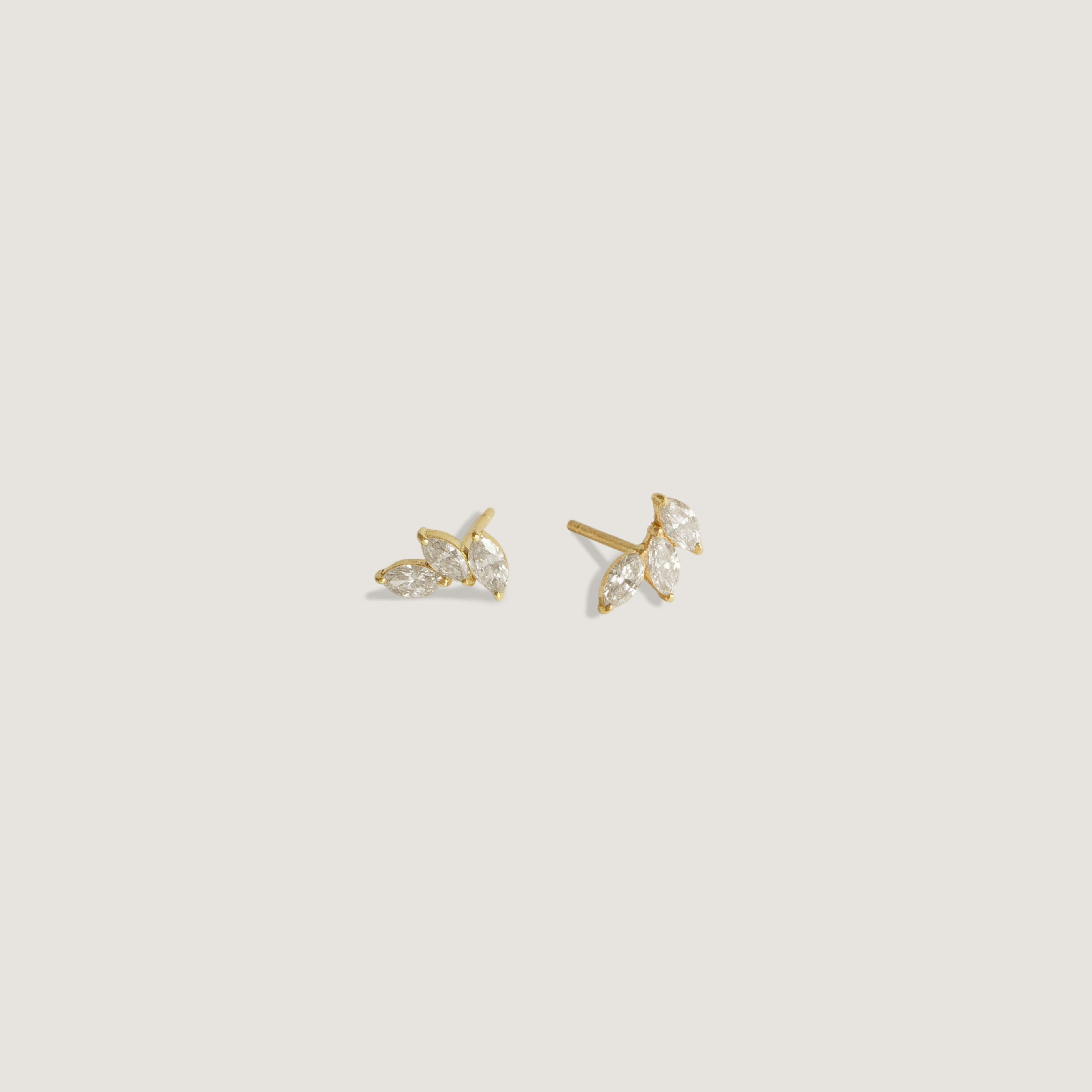 Triple Marquise Stud Earrings Diamond