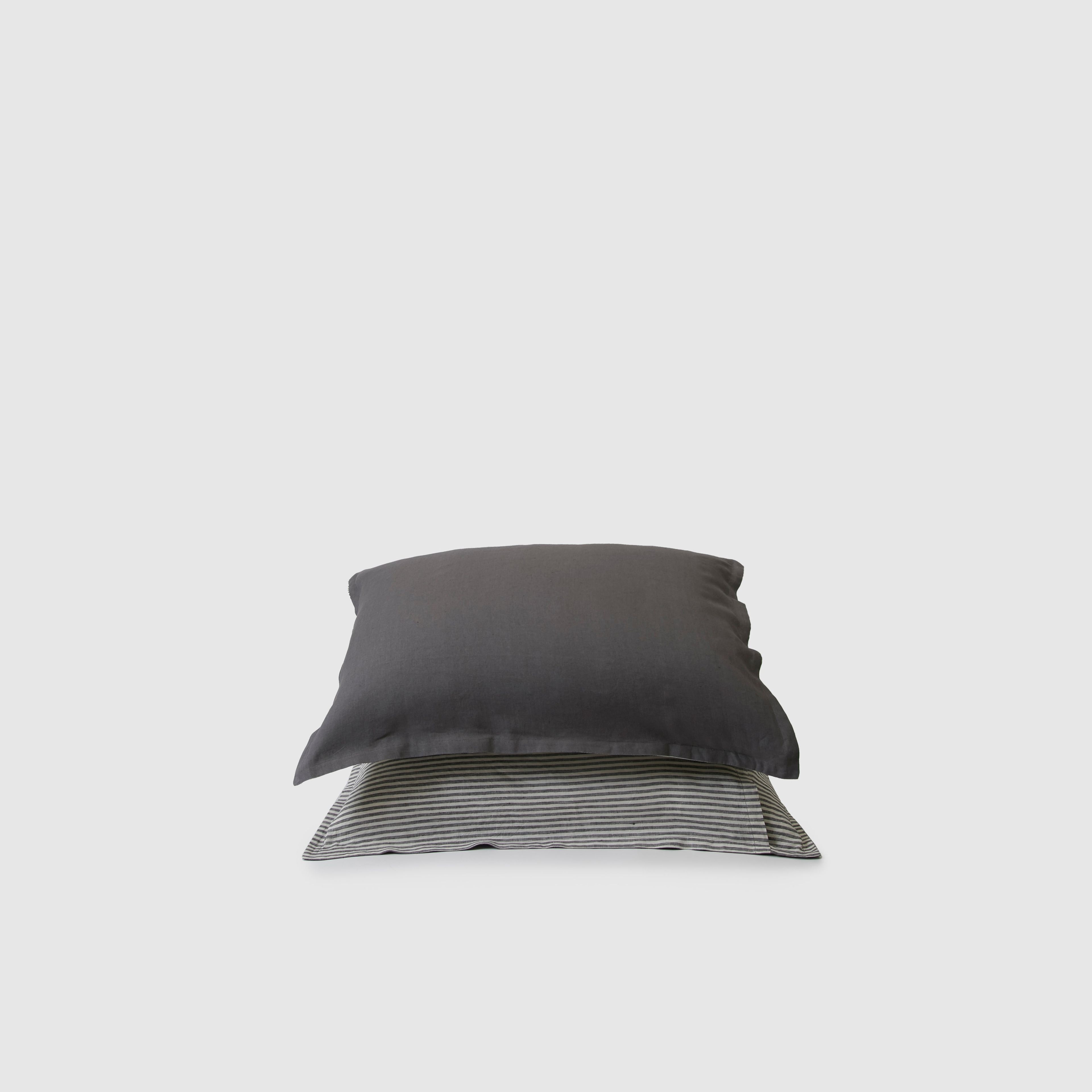 Marcel Linen Pillowcases (Pair) - Storm / Storm Stripe