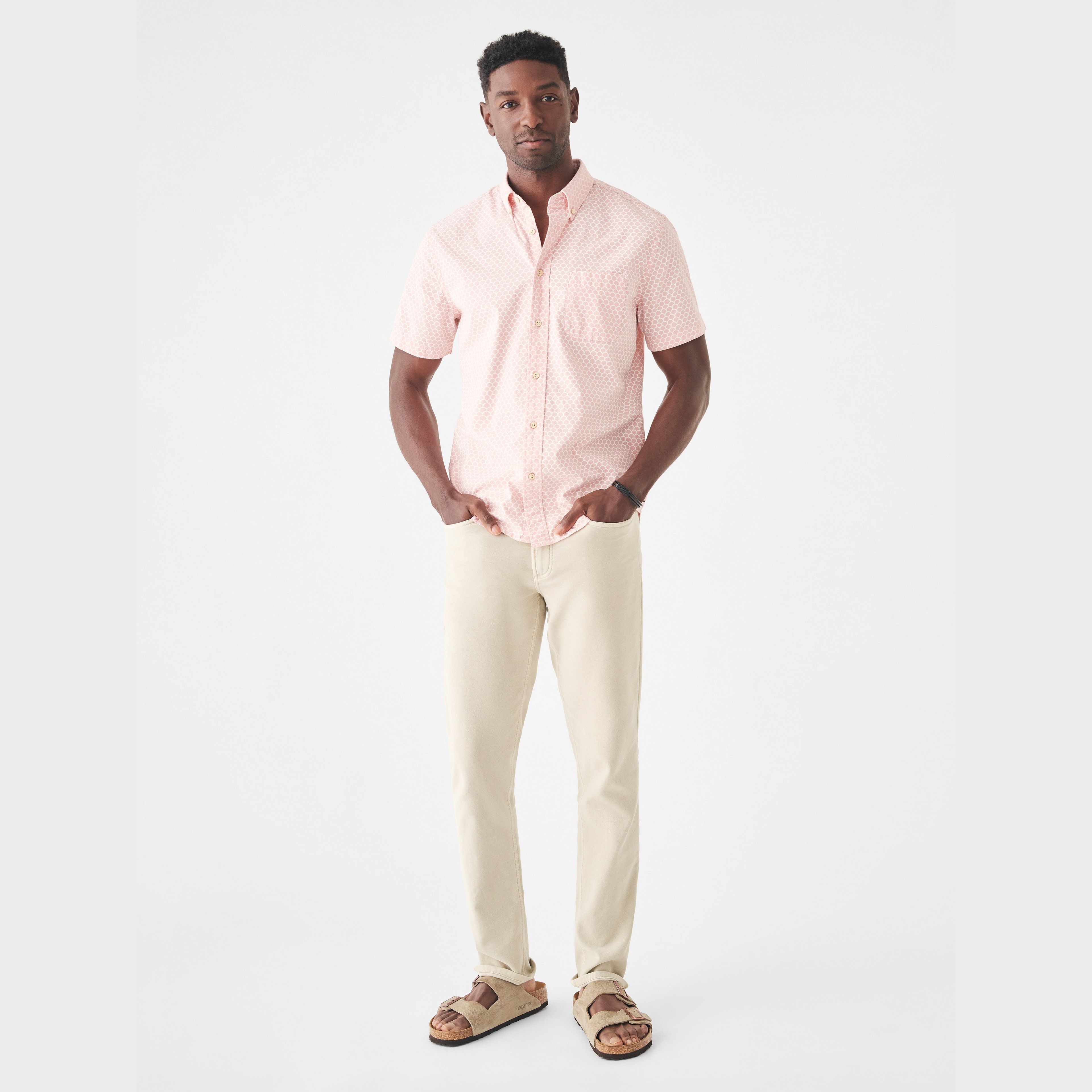Short-Sleeve Stretch Playa Shirt  - Rose Fishscale