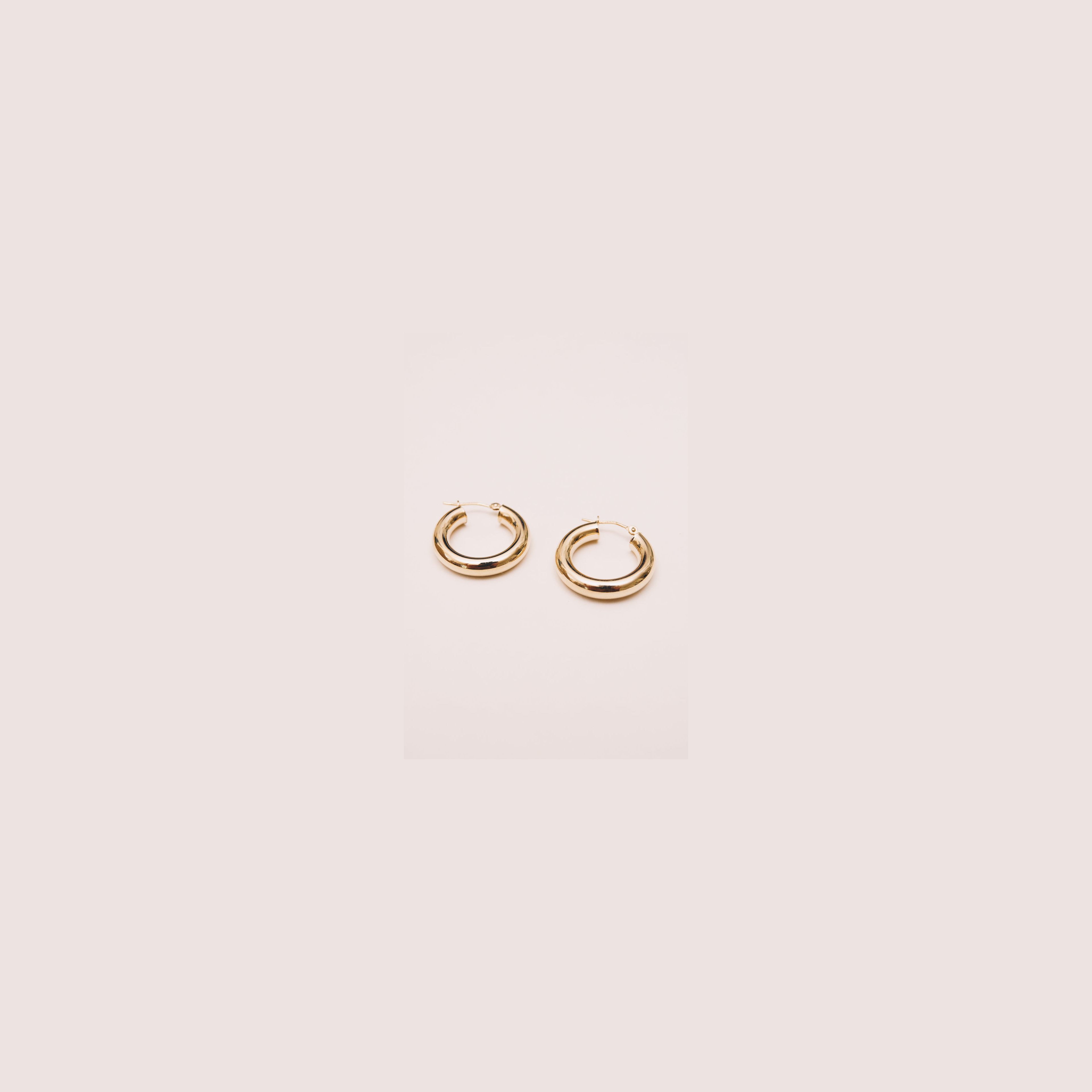 20 mm Tube Hoop Earrings | 14K Gold